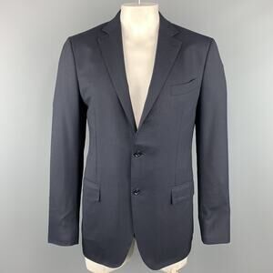 ERMENEGILDO ZEGNA Size 42 Long Navy Solid Wool Notch Lapel Sport Coat